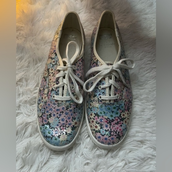 Kate Spade x Keds Daisy Garden Glitter Sneakers Size 7 EUC - Picture 1 of 6